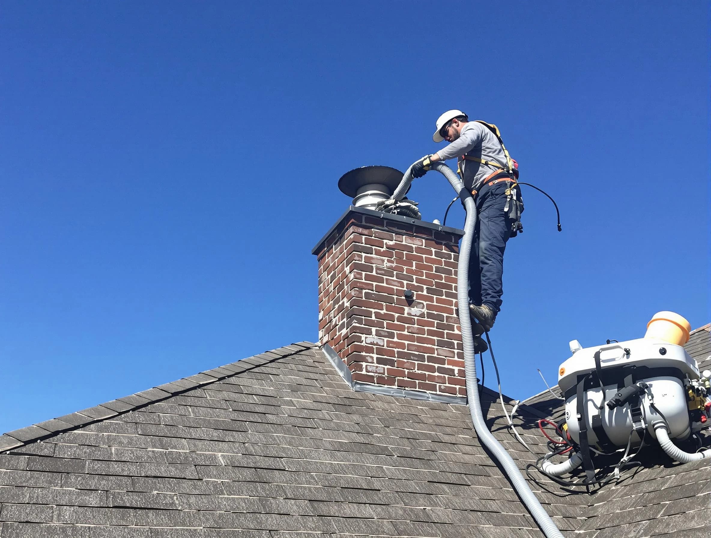 Dedicated Bethel Park Chimney Sweep team member cleaning a chimney in Bethel Park, PA