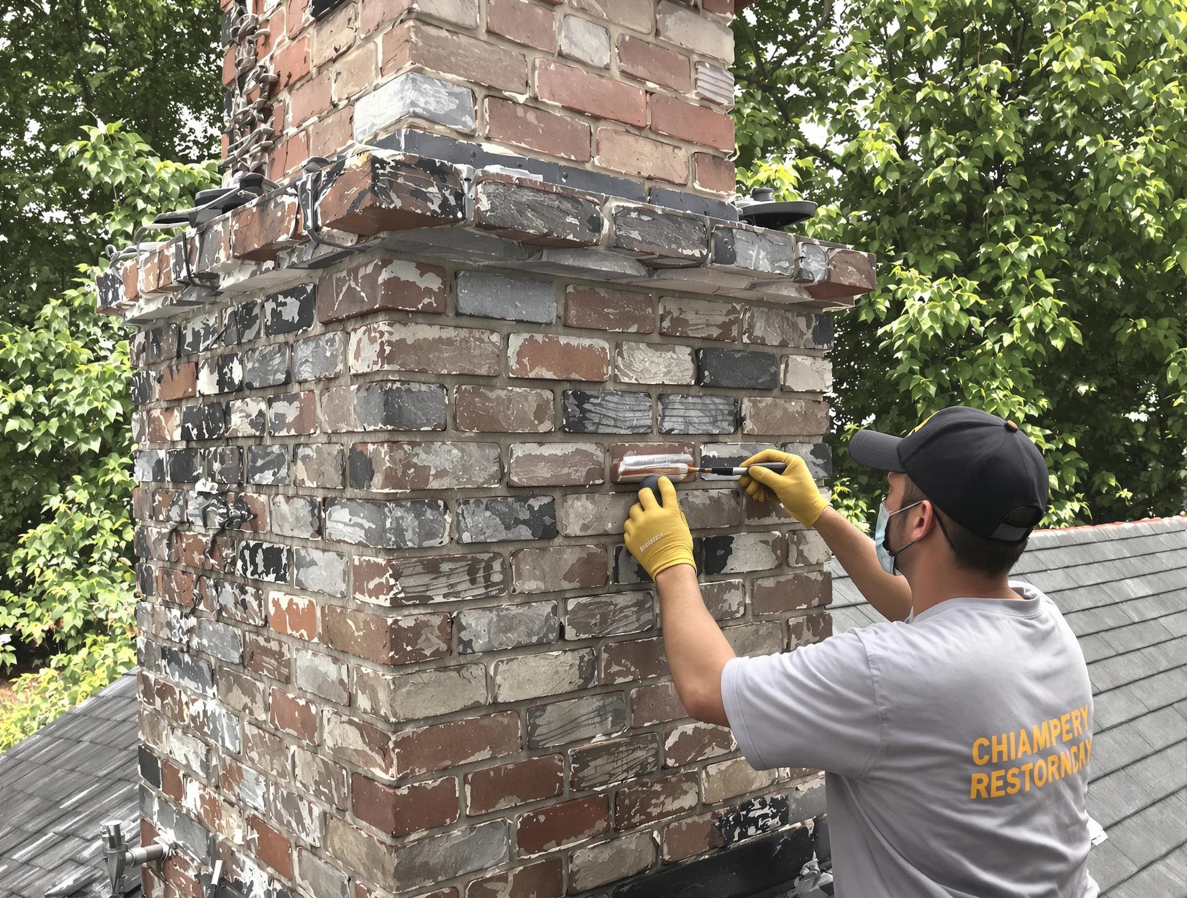 In-progress chimney restoration by Bethel Park Chimney Sweep in Bethel Park, PA