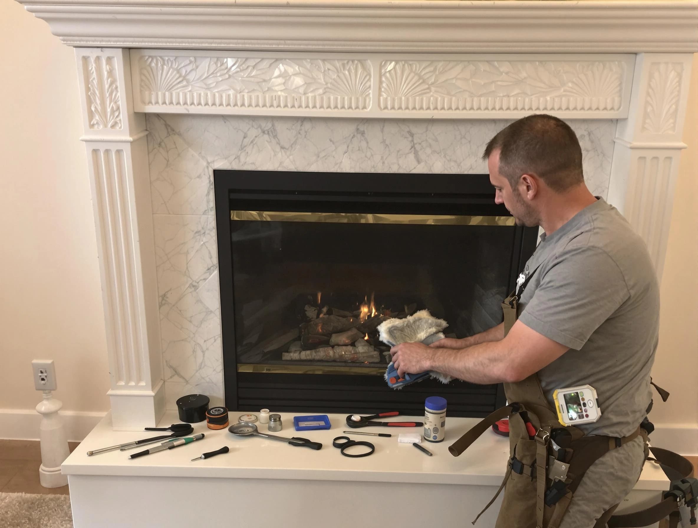 Bethel Park Chimney Sweep performing fireplace maintenance in Bethel Park, PA