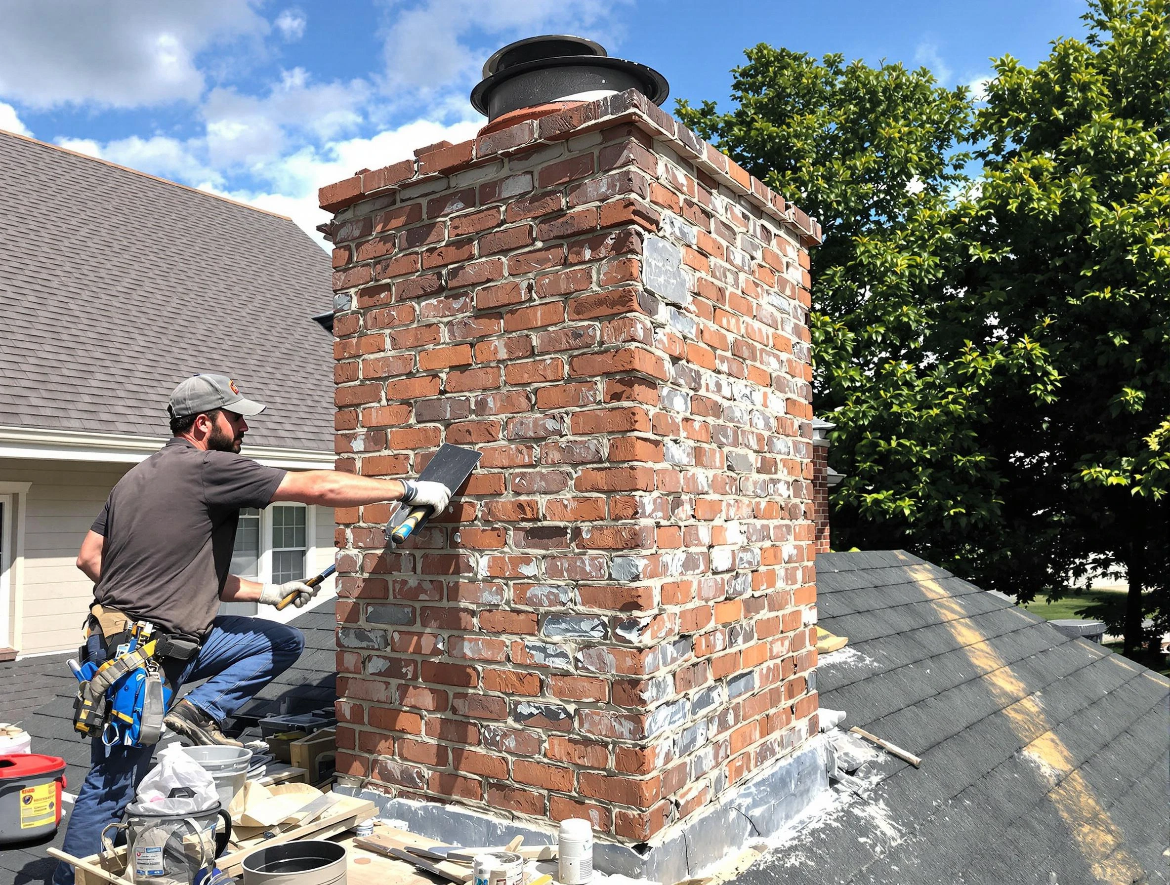 Completed chimney rebuild by Bethel Park Chimney Sweep in Bethel Park, PA