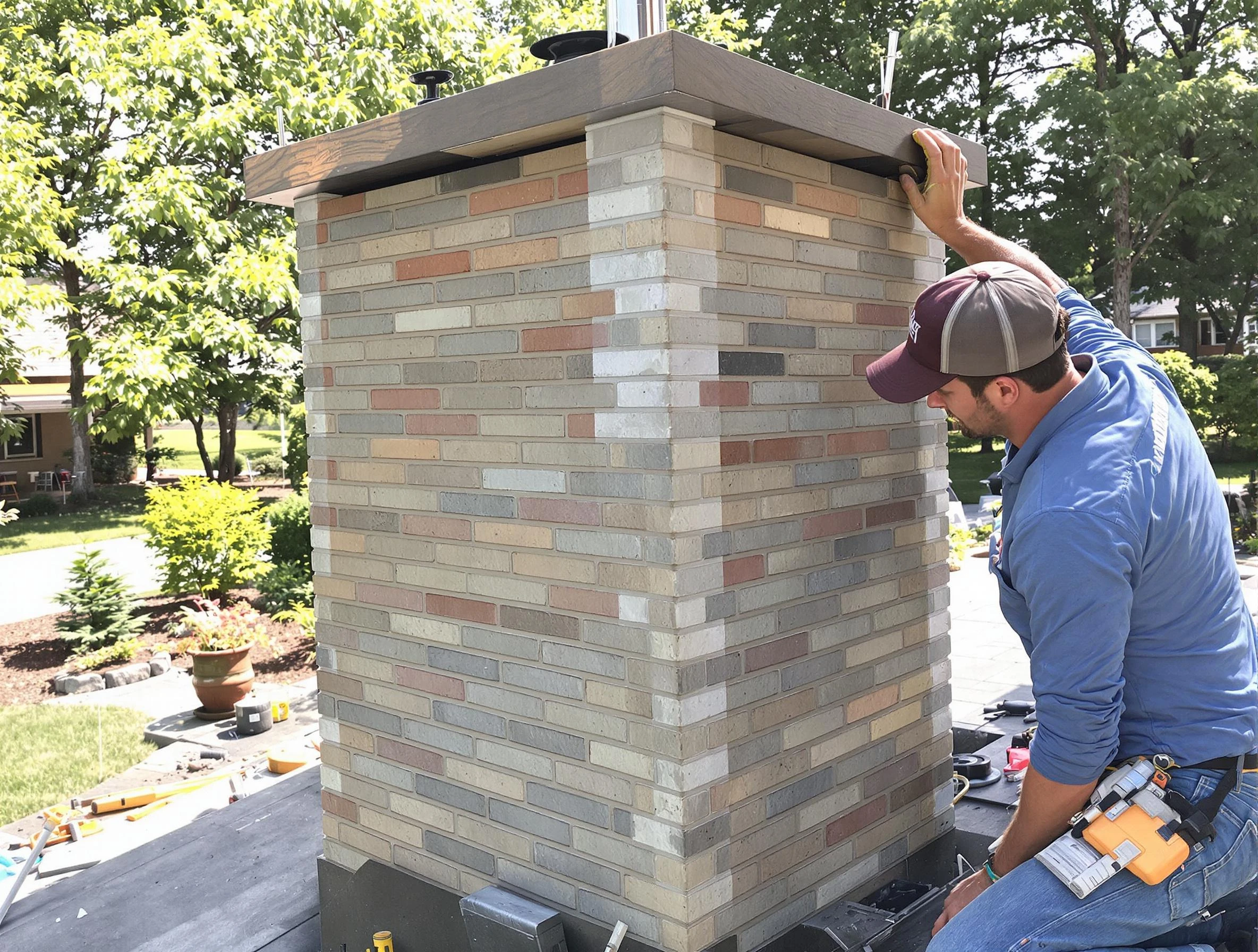 Bethel Park Chimney Sweep completing a modern chimney remodel in Bethel Park, PA
