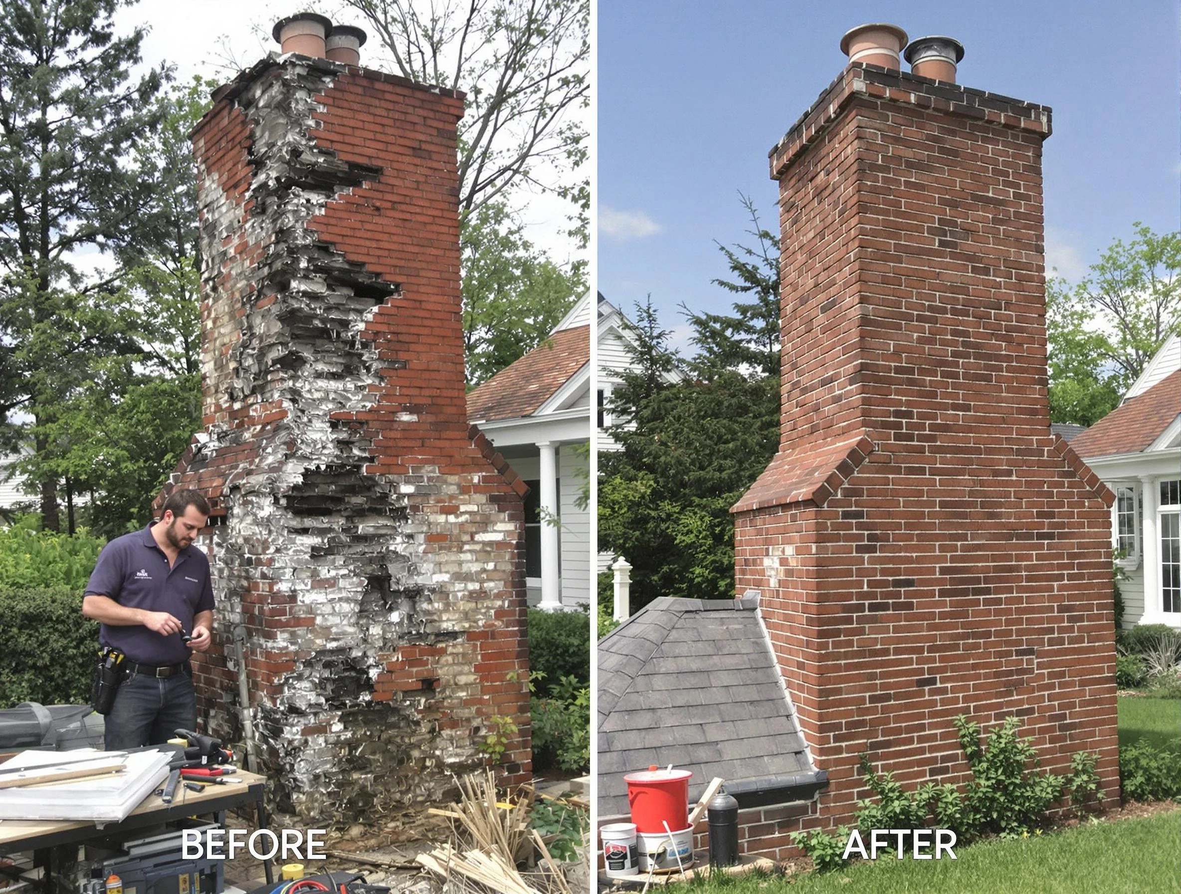 Bethel Park Chimney Sweep performing a full chimney restoration in Bethel Park, PA